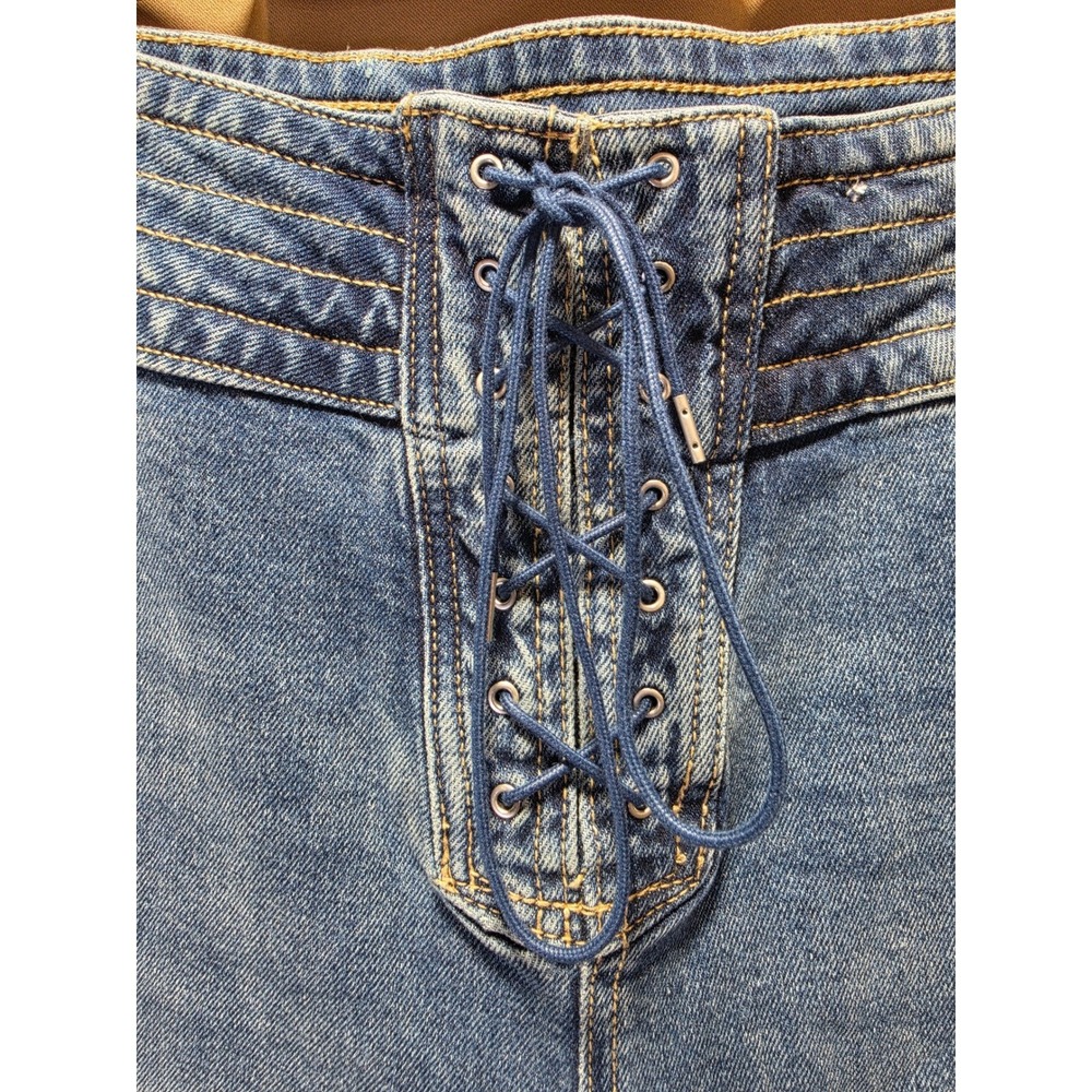 Jessica Simpson Marlin Lace Up Wide Leg Jeans Medium Wash Blue Denim Womens 16 - Picture 2 of 12